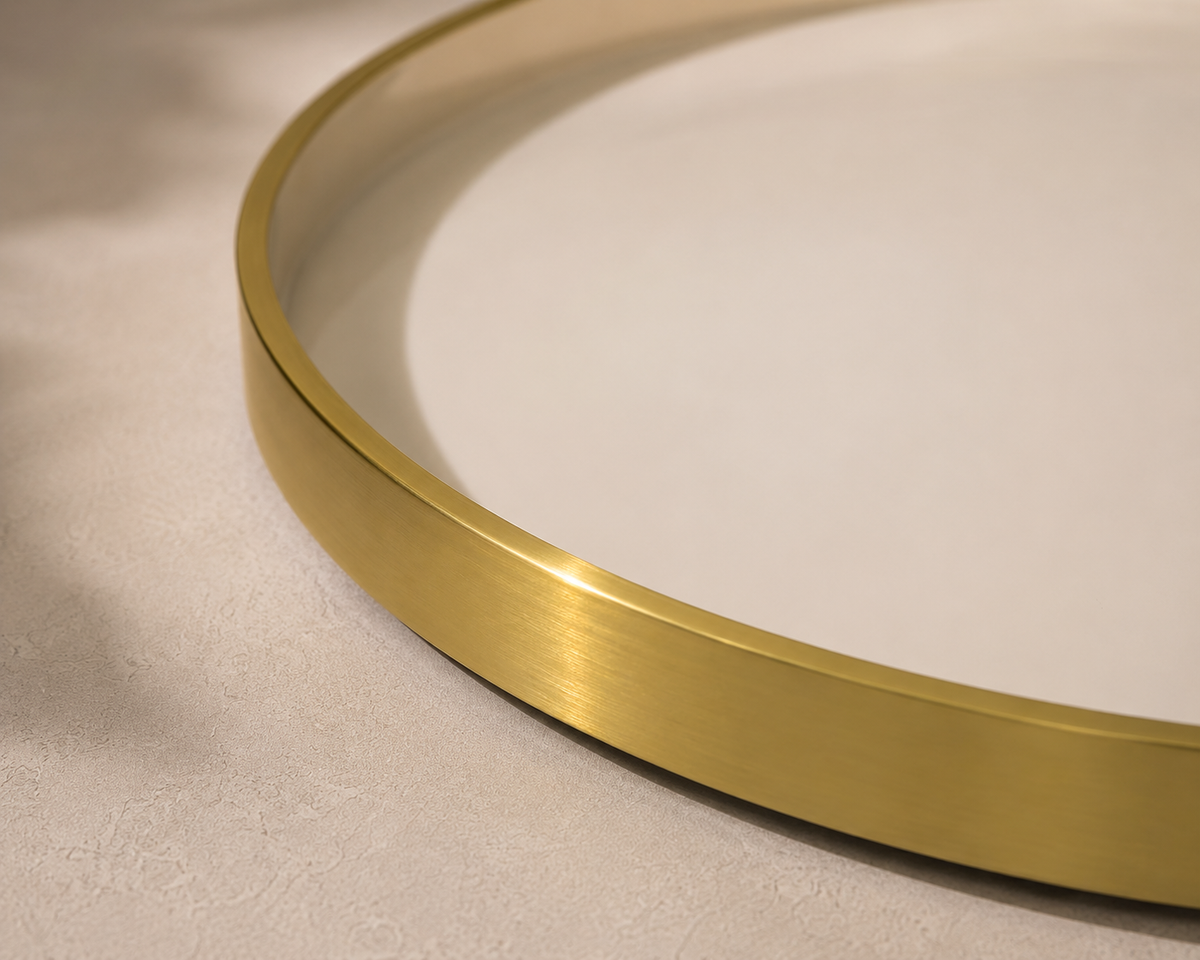 Navom Prana Aluminium Centerpiece Platter with Enamel Food Safe Laminate Interior and Brushed Gold Metallic Rim for Luxury Festive Table Decor and Corporate Diwali Gifting