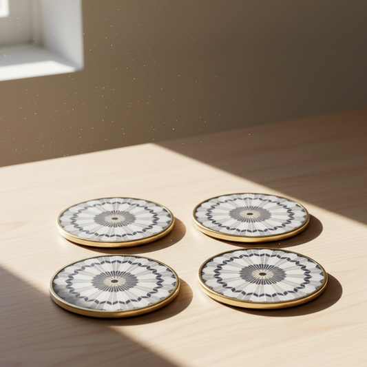 Tara Coasters (Black/White Pattern)
